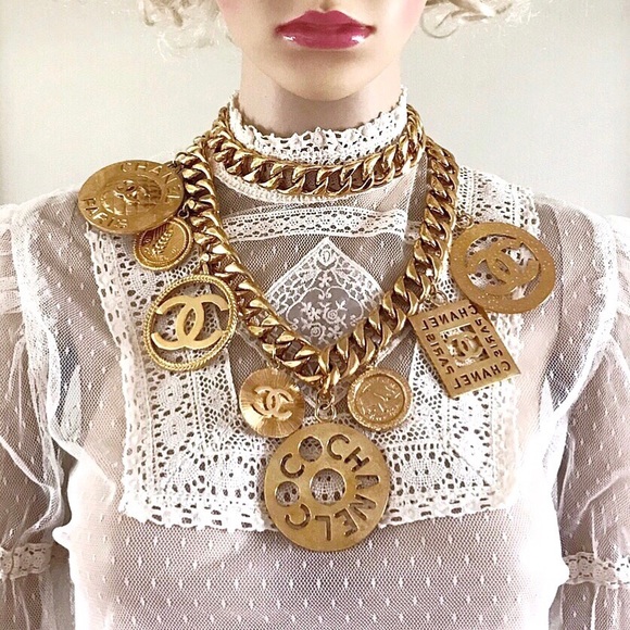 CHANEL Jewelry - CHANEL - Rare Huge Vintage Gold CC Charms Necklace